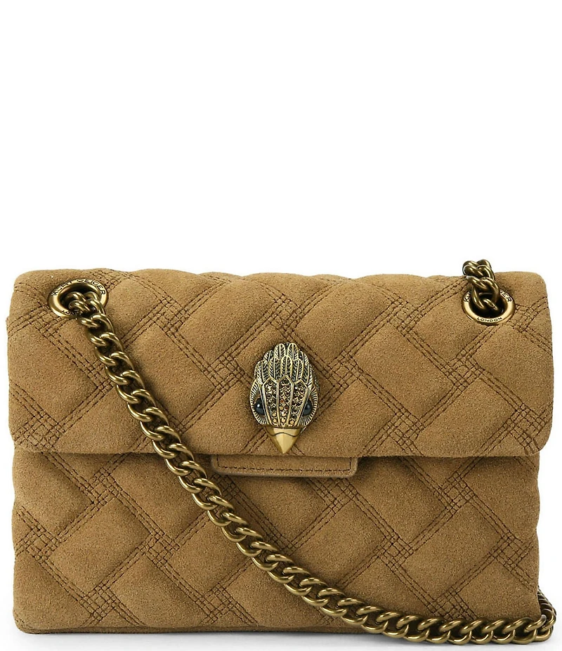 Kurt Geiger London Mini Kensington Triple Stitched Quilted Suede Crossbody Bag