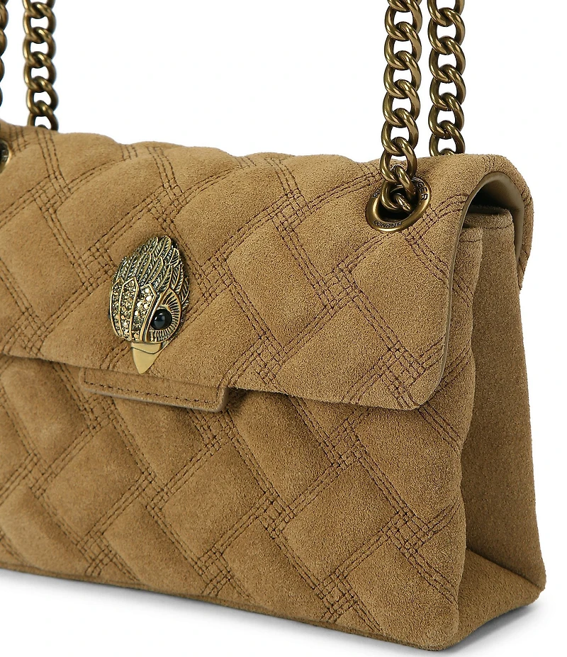Kurt Geiger London Mini Kensington Triple Stitched Quilted Suede Crossbody Bag
