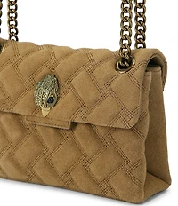 Kurt Geiger London Mini Kensington Triple Stitched Quilted Suede Crossbody Bag