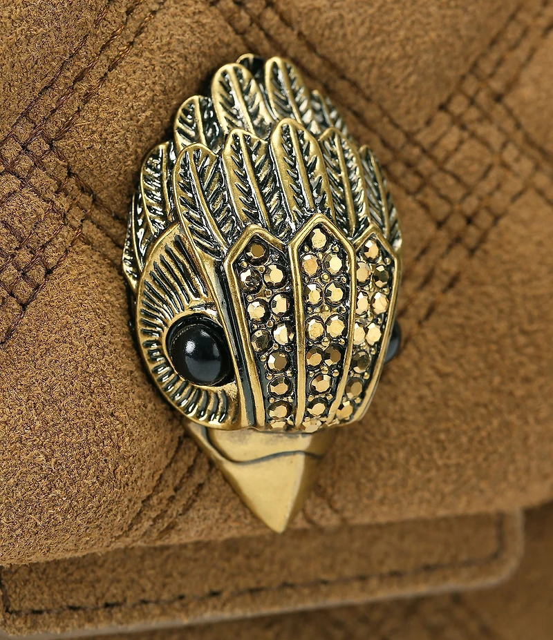 Kurt Geiger London Mini Kensington Triple Stitched Quilted Suede Crossbody Bag