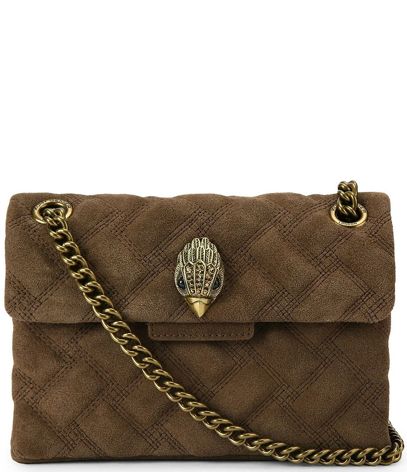 Kurt Geiger London Mini Kensington Triple Stitched Quilted Suede Crossbody Bag