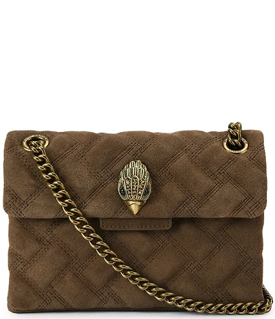 Kurt Geiger London Mini Kensington Triple Stitched Quilted Suede Crossbody Bag