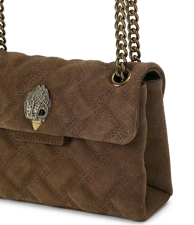 Kurt Geiger London Mini Kensington Triple Stitched Quilted Suede Crossbody Bag
