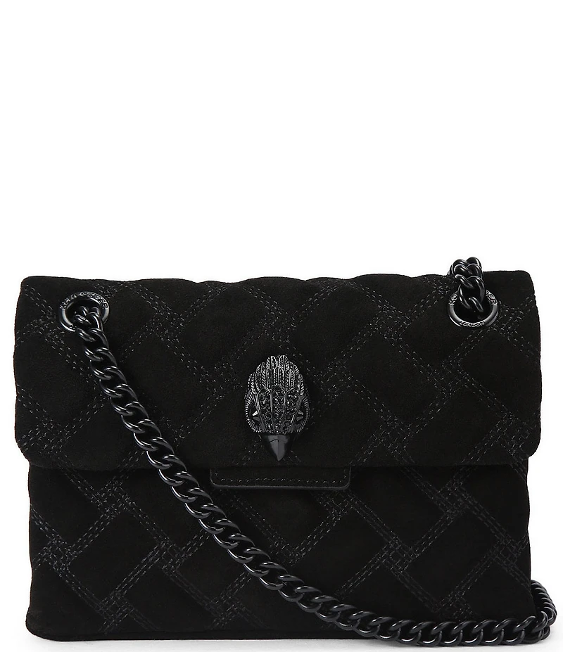 Kurt Geiger London Mini Kensington Triple Stitched Quilted Suede Crossbody Bag