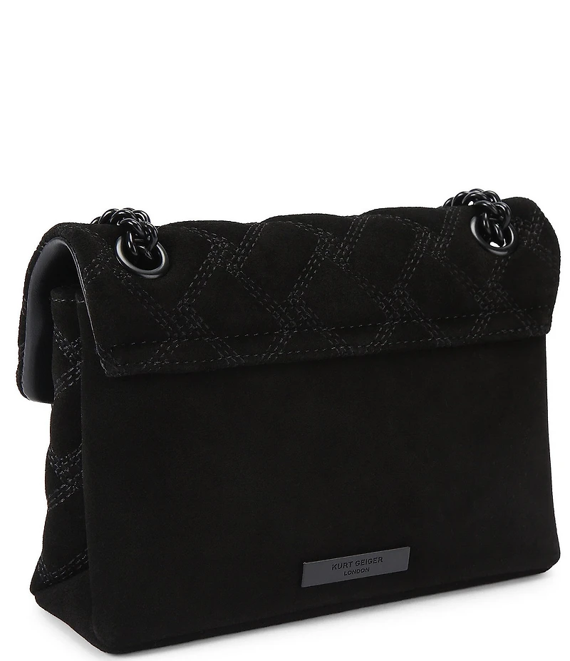 Kurt Geiger London Mini Kensington Triple Stitched Quilted Suede Crossbody Bag