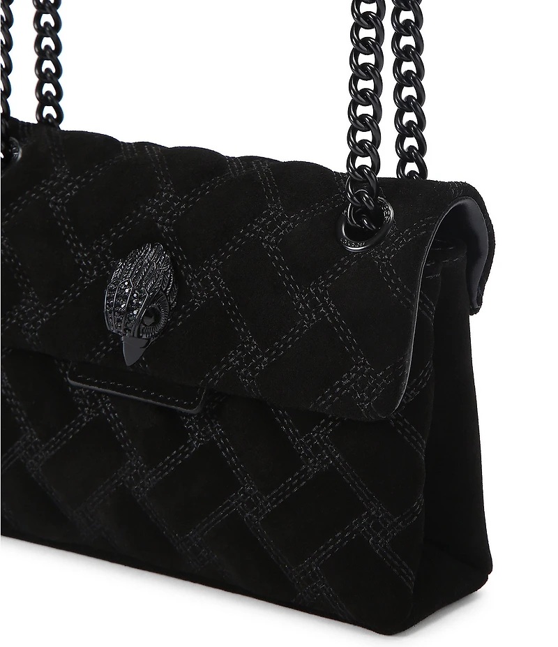 Kurt Geiger London Mini Kensington Triple Stitched Quilted Suede Crossbody Bag