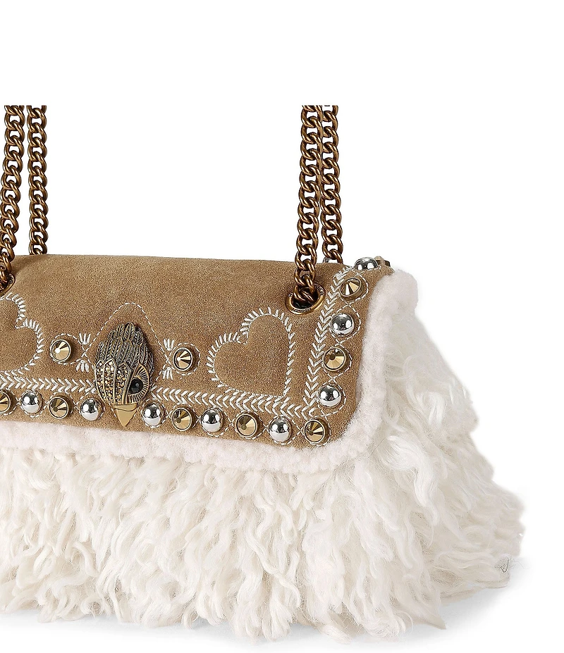 Kurt Geiger London Mini Kensington Studded Faux Fur Crossbody Bag