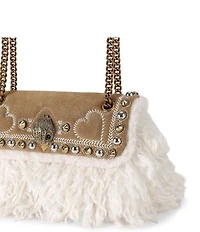 Kurt Geiger London Mini Kensington Studded Faux Fur Crossbody Bag