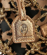 Kurt Geiger London Mini Fringe Leopard Macrame Crystal Clutch