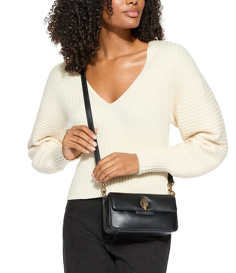 Kurt Geiger London Mini Gold Oxford Leather Crossbody Bag