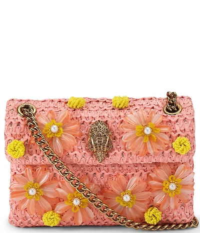 Kurt Geiger London Mini Raffia Embellished Floral Kensington Chain Crossbody Bag