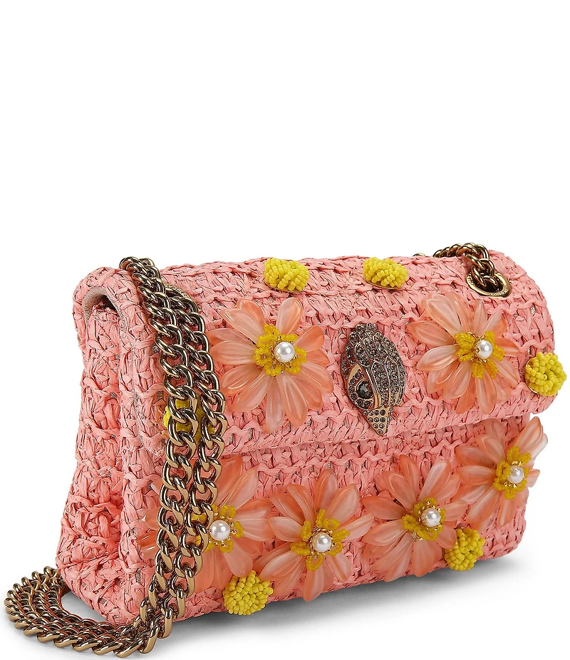 Kurt Geiger London Mini Raffia Embellished Floral Kensington Chain Crossbody Bag