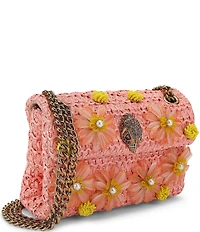 Kurt Geiger London Mini Raffia Embellished Floral Kensington Chain Crossbody Bag