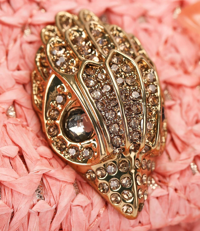 Kurt Geiger London Mini Raffia Embellished Floral Kensington Chain Crossbody Bag