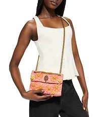 Kurt Geiger London Mini Raffia Embellished Floral Kensington Chain Crossbody Bag