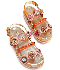 Kurt Geiger London Octavia Jewel and Gemstone Embellished Leather Slingback Platform Sandals