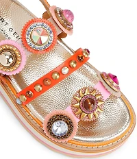 Kurt Geiger London Octavia Jewel and Gemstone Embellished Leather Slingback Platform Sandals
