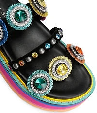 Kurt Geiger London Octavia Jewel and Gemstone Embellished Suede Slingback Platform Sandals
