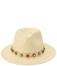 Kurt Geiger London Octavia Straw Jeweled Fedora Hat