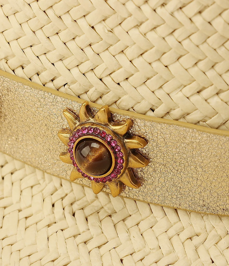 Kurt Geiger London Octavia Straw Jeweled Fedora Hat