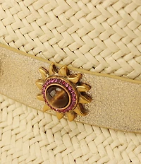 Kurt Geiger London Octavia Straw Jeweled Fedora Hat