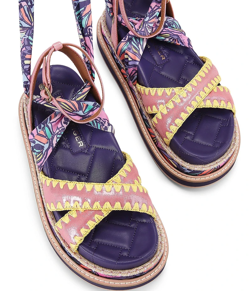 Kurt Geiger London Orson Ankle Wrap Scarf Butterfly Platform Sandals