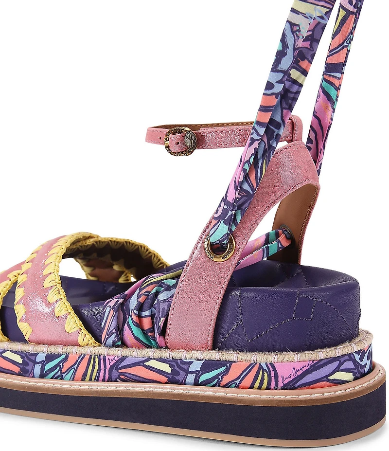 Kurt Geiger London Orson Ankle Wrap Scarf Butterfly Platform Sandals