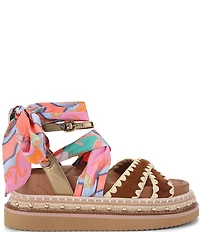 Kurt Geiger London Orson Ankle Wrap Scarf Platform Studded Espadrille Sandals