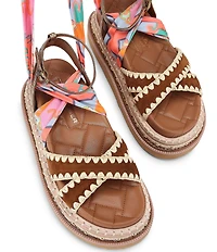 Kurt Geiger London Orson Ankle Wrap Scarf Platform Studded Espadrille Sandals