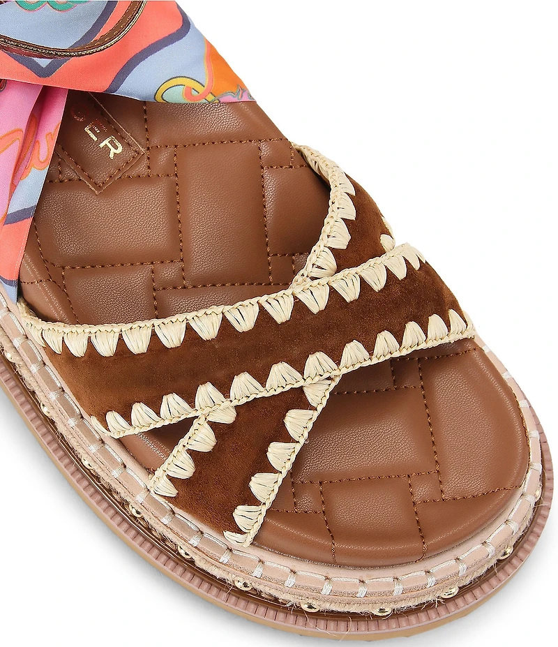 Kurt Geiger London Orson Ankle Wrap Scarf Platform Studded Espadrille Sandals