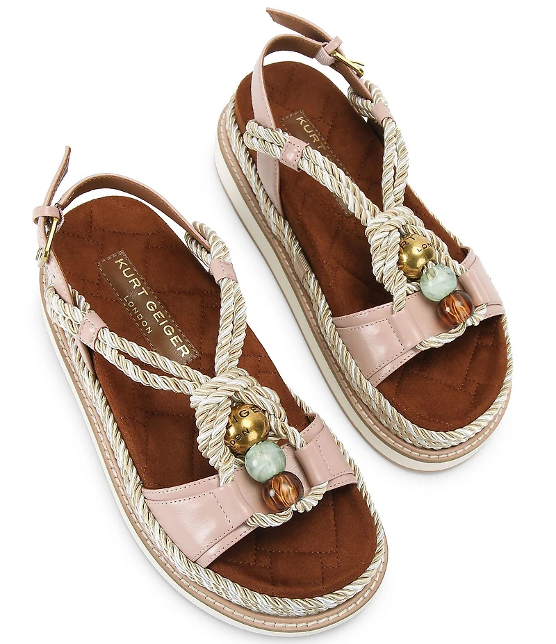 Kurt Geiger London Orson Beaded Rope Leather Slingback Sandals