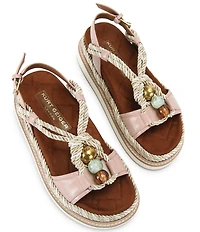 Kurt Geiger London Orson Beaded Rope Leather Slingback Sandals