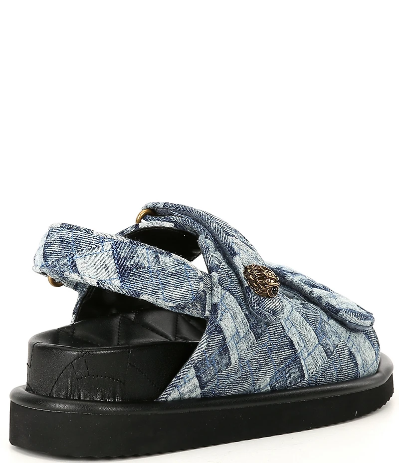 Kurt Geiger London Orson Denim Quilted Patchwork Slingback Sandals