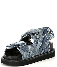 Kurt Geiger London Orson Denim Quilted Patchwork Slingback Sandals