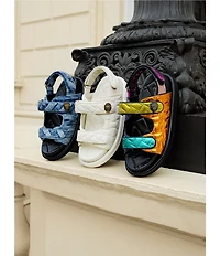 Kurt Geiger London Orson Denim Quilted Patchwork Slingback Sandals
