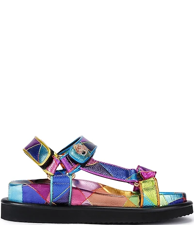 Kurt Geiger London Orson Metallic Rainbow Leather Slingback Sandals