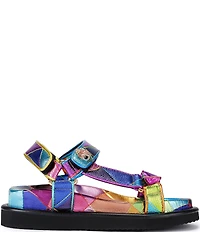 Kurt Geiger London Orson Metallic Rainbow Leather Slingback Sandals