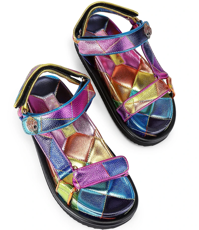Kurt Geiger London Orson Metallic Rainbow Leather Slingback Sandals