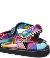 Kurt Geiger London Orson Metallic Rainbow Leather Slingback Sandals