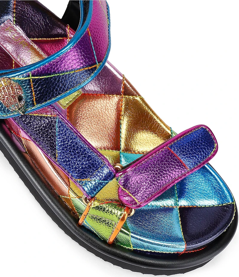 Kurt Geiger London Orson Metallic Rainbow Leather Slingback Sandals
