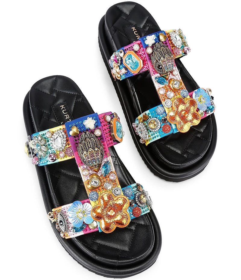 Kurt Geiger London Orson Tutti Fruitti Jewel Ornamented Satin Slide Sandals