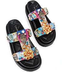Kurt Geiger London Orson Tutti Fruitti Jewel Ornamented Satin Slide Sandals
