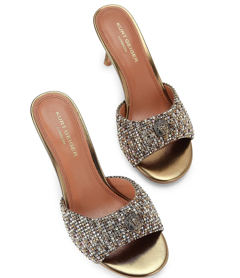 Kurt Geiger London Oxford Crystal Embellished Logo Slip-on Dress Sandals