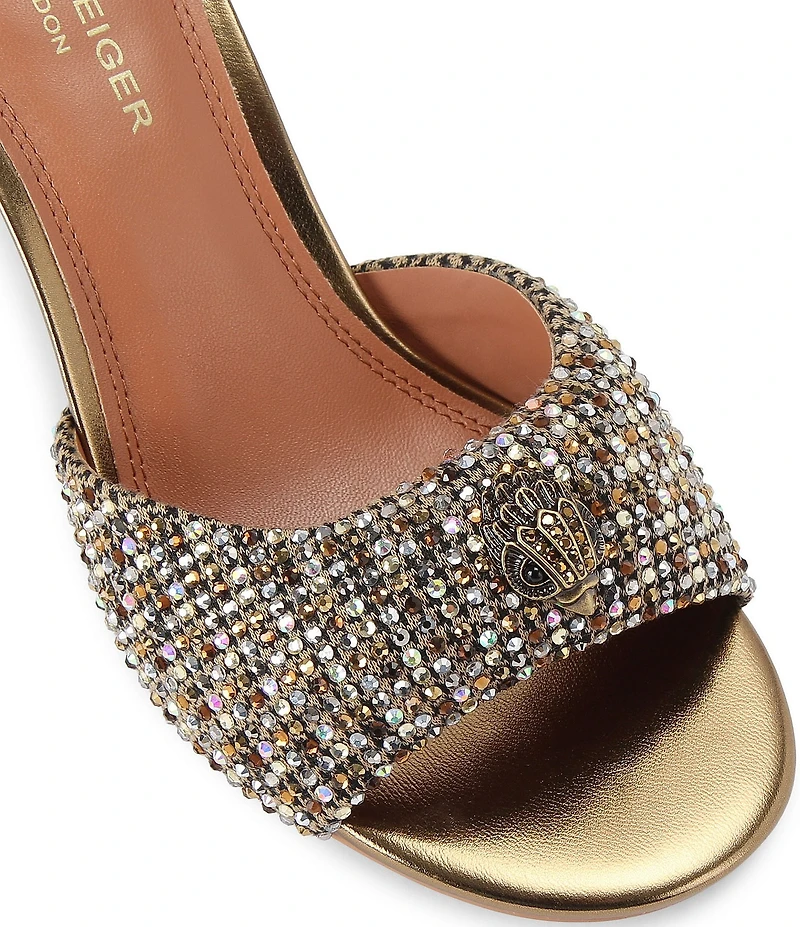 Kurt Geiger London Oxford Crystal Embellished Logo Slip-on Dress Sandals