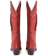 Kurt Geiger London Oxford Suede Studded Western Tassel Cowboy Boots
