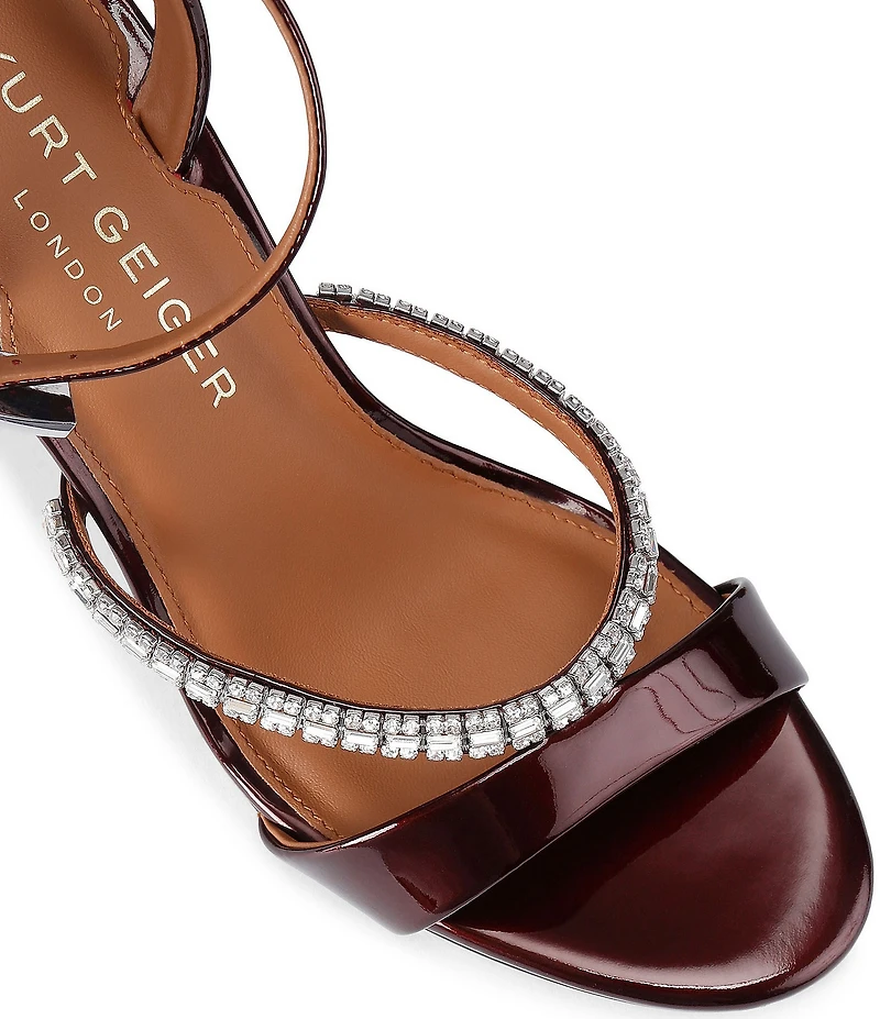 Kurt Geiger London Patent Crystal Embellished Strap Dress Sandals