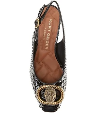 Kurt Geiger London Chelsea Snake Patent Leather Logo Ornament Slingback Pumps