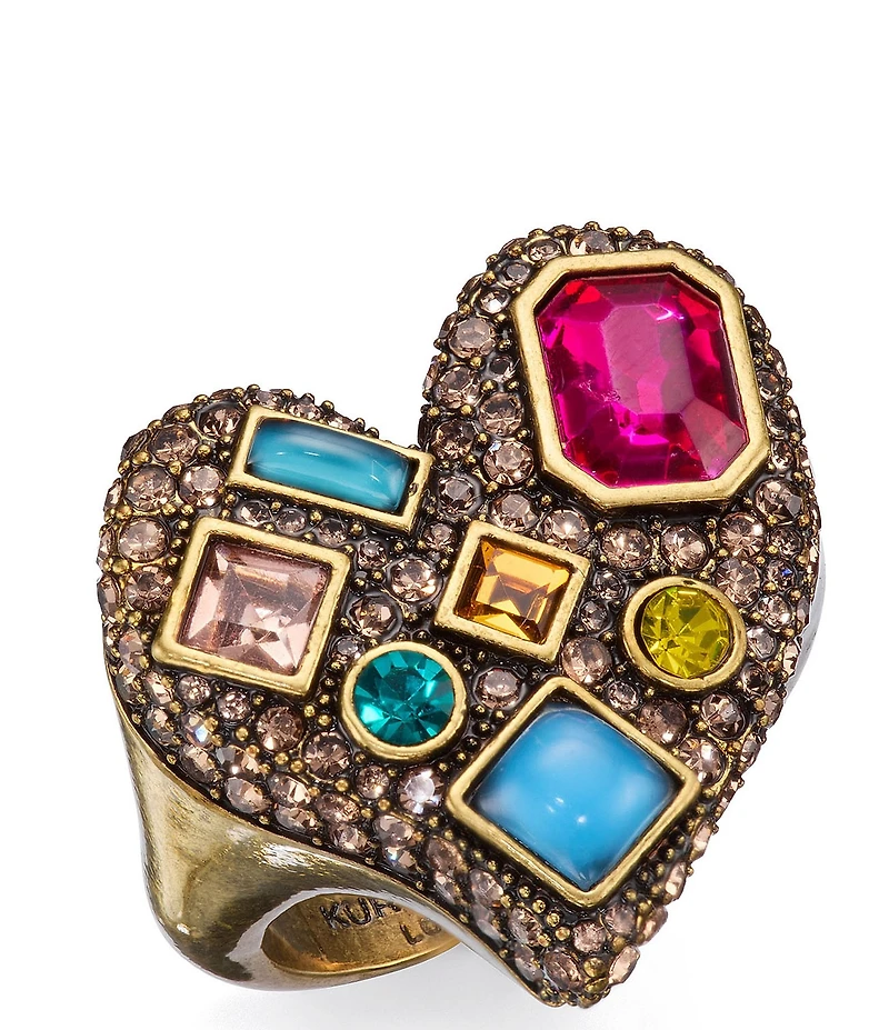 Kurt Geiger London Pav Heart Stone Cocktail Ring