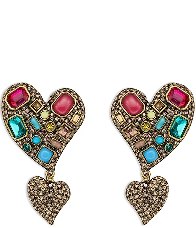 Kurt Geiger London Pav Heart Stone Drop Earrings