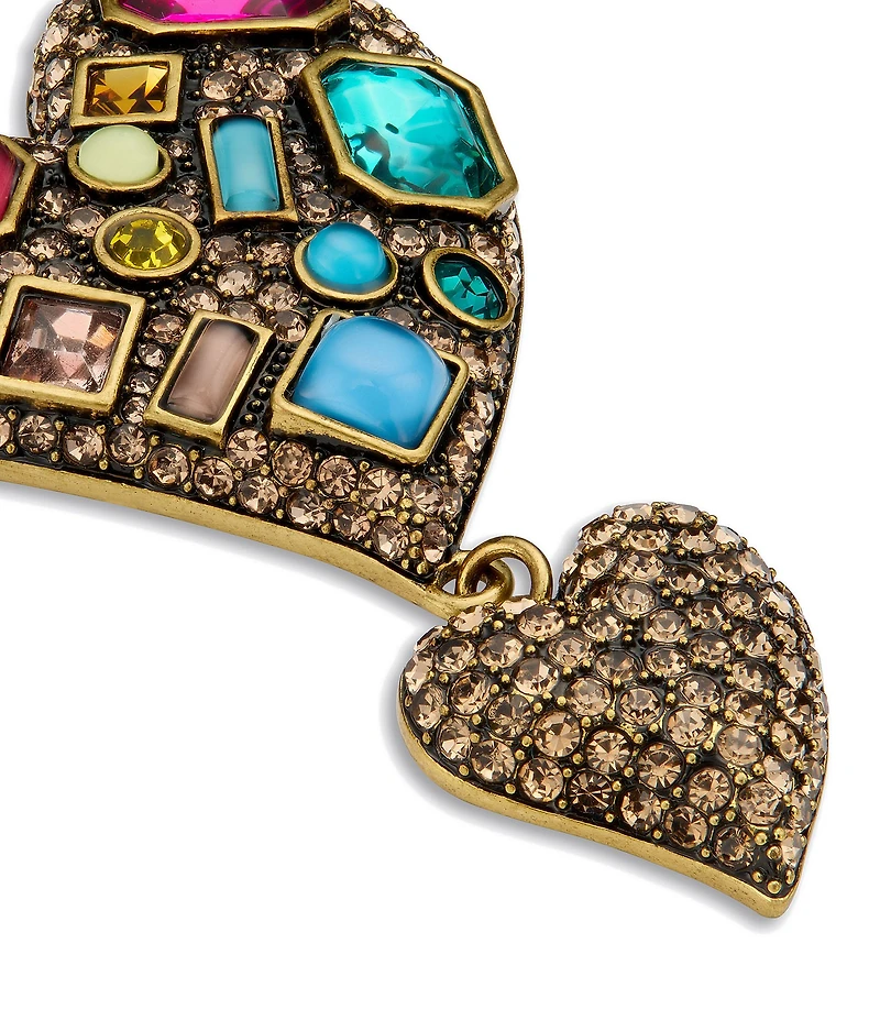 Kurt Geiger London Pav Heart Stone Drop Earrings